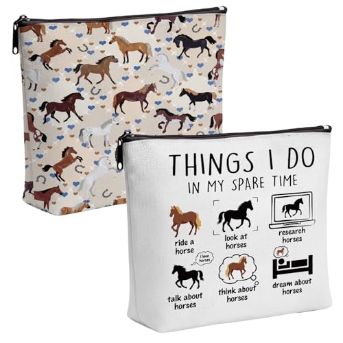 TheClover Equestrian Makeup Bag Set – 2-Pack Canvas Pouches