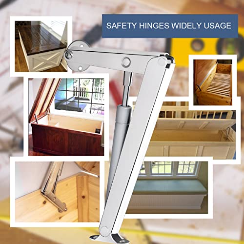 250N Heavy Duty Soft Close Lid Support Hinge, Chest Hinges Heavy Lid Hinges for Wooden Box Trunk Large Toy Box Hinges Soft Close Slow Lowering Support 80lbs/2pcs (Hingex) by Hingex - Used condition - Image 6