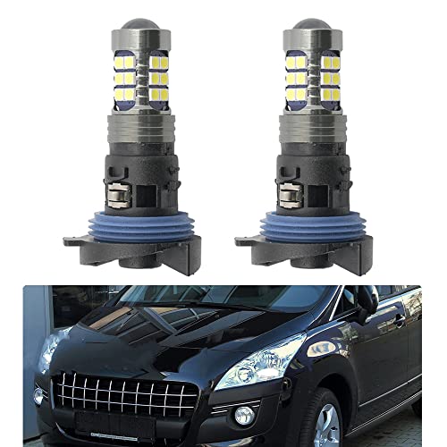 Nslumo Lot de 2 ampoules LED DRL feux de circulation diurnes pour Peugeot 3008 5008 2009 -2016 HP24W Valeo 13625 6216F6 G4 Xenon Blanc Canbus LED DLR City Lamp Cover