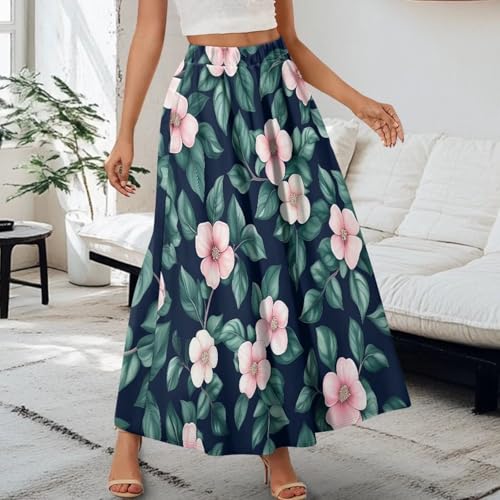 Women's Flowy Maxi Skirt Fashion Breathable High Waist Pleated Skorts Casual Long Skirt with Pockets Size S-2XL4