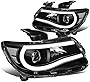 Pair LED DRL U-Strip Black Housing Clear Corner Projector Headlight Head Lamps Compatible with Chevy Colorado 15-20
