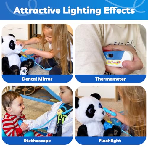 Image of Liberry Doctor Kit Toys for Toddlers Ages 3 4 5 with Light & Sound, Blue | Smooth Edges, Durable Plastic, Portable Medical Bag, Pretend Stethoscope, Educational Role Play, Birthday Gift for Boys Girls