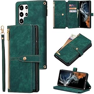 ZCDAYE Case for Samsung Galaxy S22, Samsung S22 Wallet Case, Premium Zipper Pocket Magnetic Folio Leather Flip Case Cover with 9 Card Slots Kickstand for Samsung S22- Rose Gold