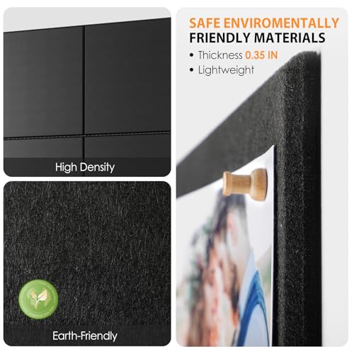 maxgear large cork board for wall 3634 x 2434 black bulletin board 6 pack felt wall tiles with pushpins cork boards for office pin board tack board cork boards