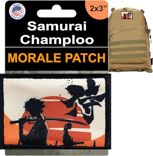 RedheadedTshirts Samurai Champloo Anime Patch - 2x3 Hook and Loop Tactical Morale Patches for Outdoor Backpacks, Plate Carriers, Operator Caps, Military Gear, Funny Patches, Tactical Accessories