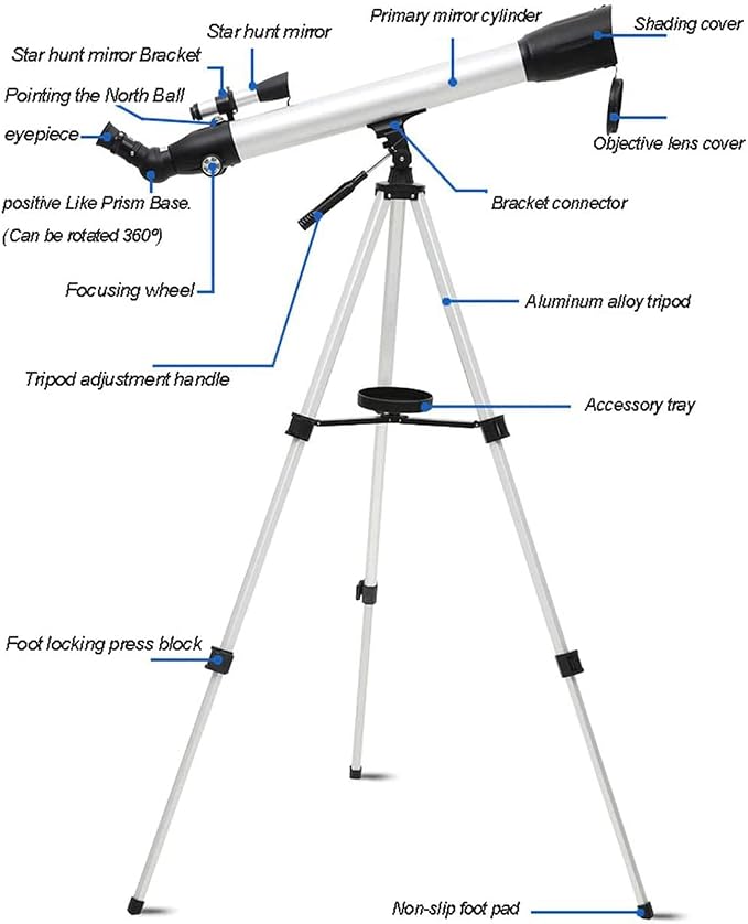 Telescopio Astronómico Refractor 700/60mm con Trípode miniatura 5