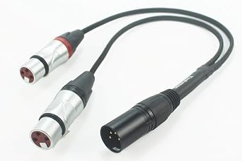 Youkamoo 4 Pin XLR Male to Dual 3 Pin XLR Female Splitter Cable 1ft Silver Plated Balanced Headphone Studio Monitor for Headphone Amp DAC