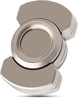 3 in 1 Metal Fidget Toys for Adults - Fidget Slider Spinner Clicker Haptic with Smooth Stable Spin, Small Desk Spinner Toy for Stress Relief, Premium Zinc Alloy, Silver