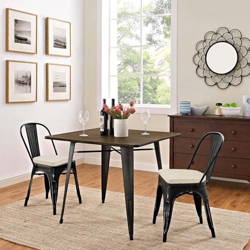 Image of BUYUE Friendly Woven Fabric 14x14 Magnetic Cushion for Metal Chair 1 Piece, Enhanced Anti-Slip Seat Pad for Dining Kitchen Cafe Stackable Chair (U-Shape, Beige, 1 Count)