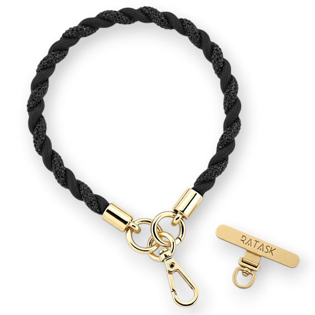 RATASK Phone Diamondy Lanyard, Mobile Phone Strap, Wrist Strap, Camera, Key Lanyard, Mobile Pendant Accessory (Black)