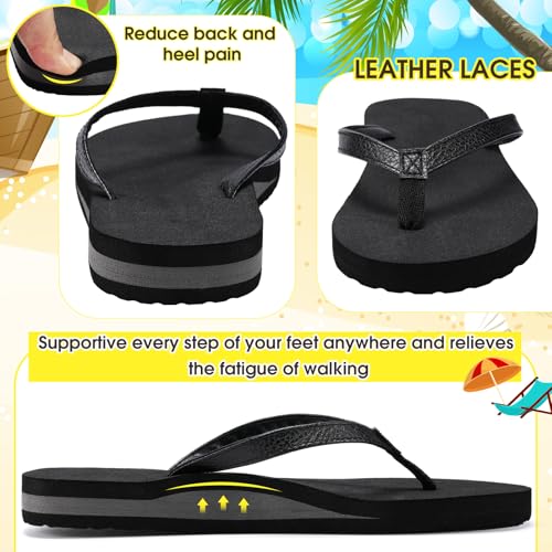 2 Pairs Women's Flip Flops Summer Thong Sandals with Arch Support Comfortable Beach Cushion Sandals Indoor Outdoor4