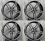4 Damina Nabenkappen 4 x 19 Zoll Damina DM04 Alu Felgen 8,5x19 5x112 ET45 schwarz poliert für A Klasse B C63 Coupe Cabrio T-Modell 45 AMG CLA Shooting Brake E GLA GLE GLK M R S V Vito NEU