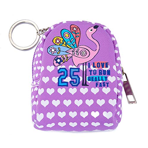Preisvergleich Produktbild 1x Cxssxling Geldbeutel Damen Geldbörse Cartoon Flamingo Damen Madchen Portemonnaie Reißverschluss Geldbörse Münzen Taschen Lila