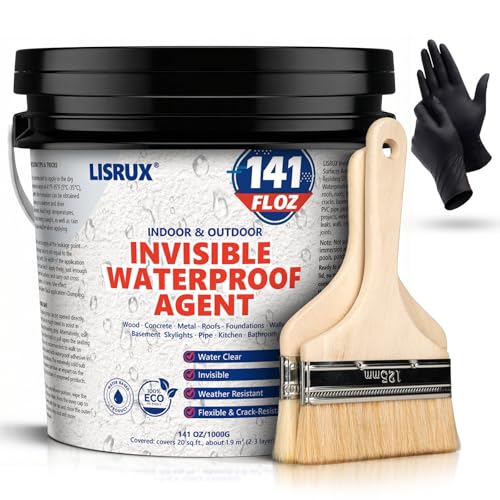 Transparent Waterproof Sealant 141 Oz Invisible Waterproof Agent Transparent Waterproof Coating for Roof Repair Walls Window Bathroom Kitchen Water-Based Clear Sealant Indoor & Outdoor