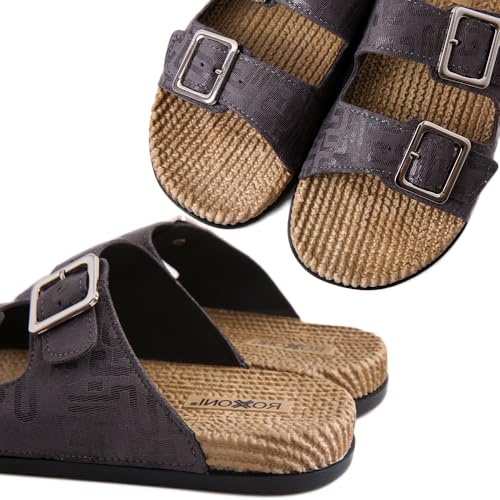 Roxoni Women's Fashion Cork Sole Double Buckle Indoor/Outdoor Sandal4