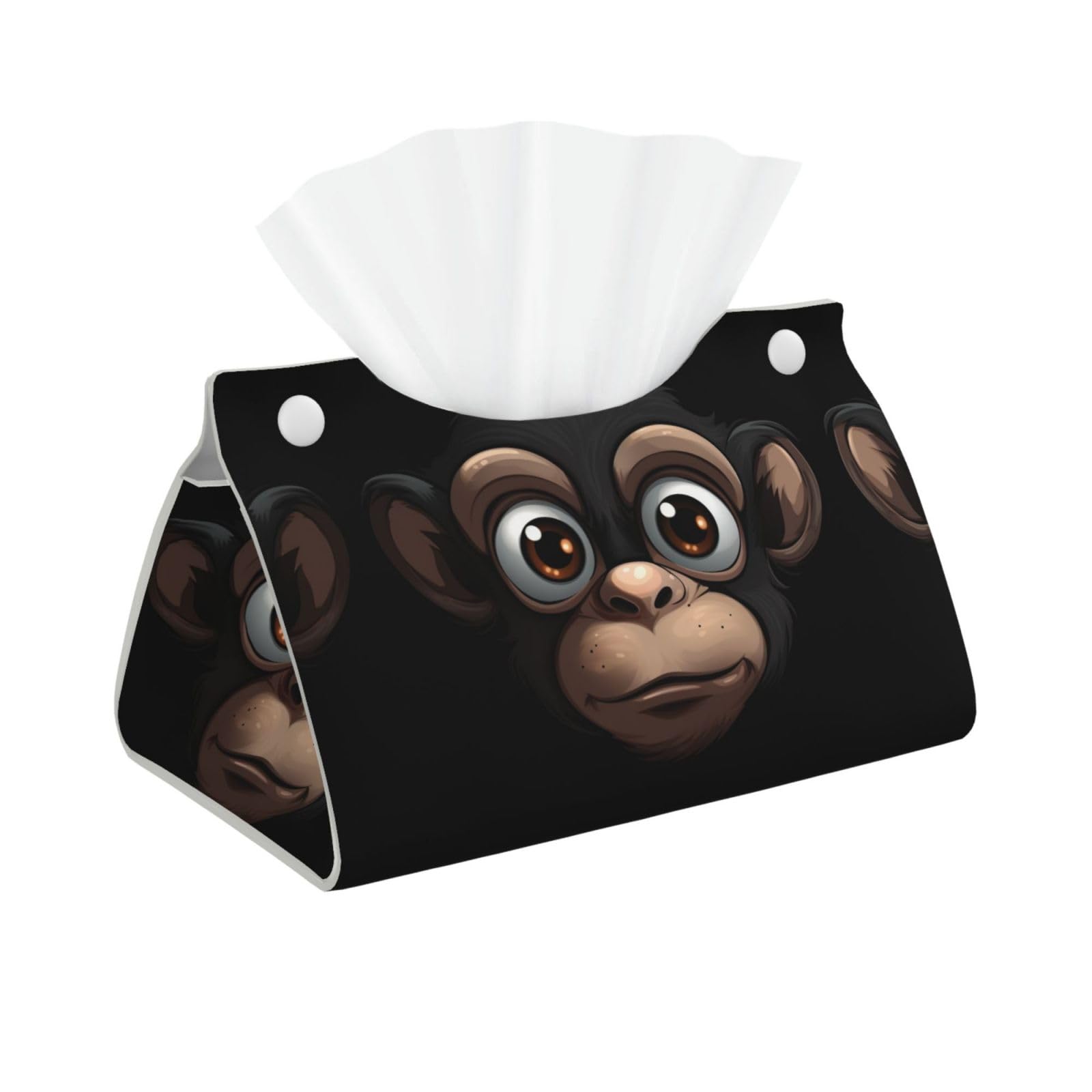 Decorative Tissue Box Cover Cartoon Monkey Avatar Tissue Box Holder Aesthetic Leather Storage Organizer Box for Bathroom Vanity Tabletop Night Stands Office Funny Home Decorative Tissue Case