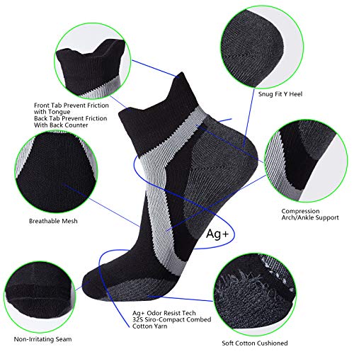 Men's Padded Anti Odor Blister Resistant Ankle Quarter Crew Hiking Socks, Size 7-123