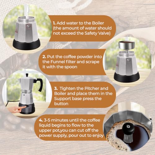 Vaolvpant 3-6 Cup Electric Moka Pot