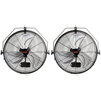 VEVOR 18 Inch Wall Mount Fan, 3-speed IP44 Waterproof Industrial Wall Fan, Max. 4150 CFM Wall Mounted Fan for Outdoor, Commercial, Residential, Greenhouse, Workshop, ETL Listed, 2-Pack