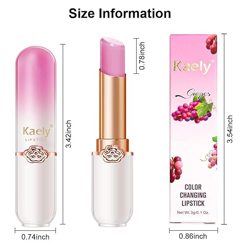Miniatura 6 de Kaely Bálsamo labial teñido de uva, juego de maquillaje que cambia de color de lápiz labial PH, brillo de tinte de labios rosa claro, labios