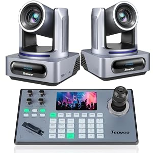 Tenveo 4K PTZ-Kamera mit NDI, AI-Auto-Tracking, 20-Fach Optischer Zoom PTZ Controller mit Joystick, Unterstützt VISCA,PELCO D/P-Protokoll