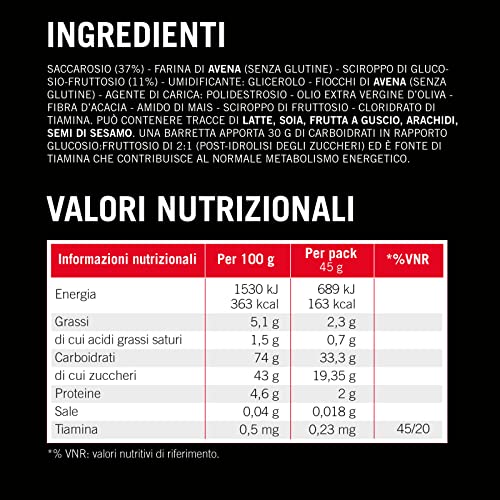 Enervit, Carbo Bar C2:1PRO No Flavour, Barrette Energetiche, 30g di Carboidrati, Senza Sapore, Per Attività di Endurance, +50% di Carboidrati Assorbiti, Senza Glutine, VeganOk, 30 Barrette da 45g - 8