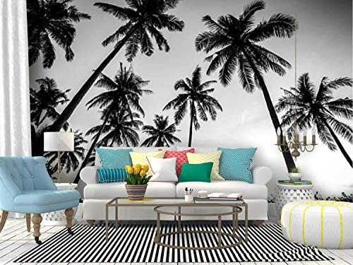 Wall Mural Black And White Photo Of Palm Trees Black And Whites And Pictures Peel And Stick Wallpaper Self Adhesive Wallpaper Large Wall Sticker Removable Vinyl Film Roll Shelf Paper Home Decor #TOP2