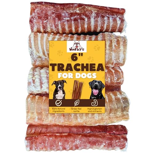 Woofley's Beef Trachea - (6 Inch 10 Pack) - Trachea Treats for Dogs - Natural Source of Glucosamine and Chondrotin for Joint Health - 100% Natural Beef Windpipe for Dogs