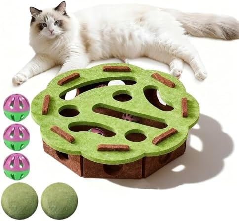 Juguete interactivo para gatos, caja de laberinto de fieltro con ...
