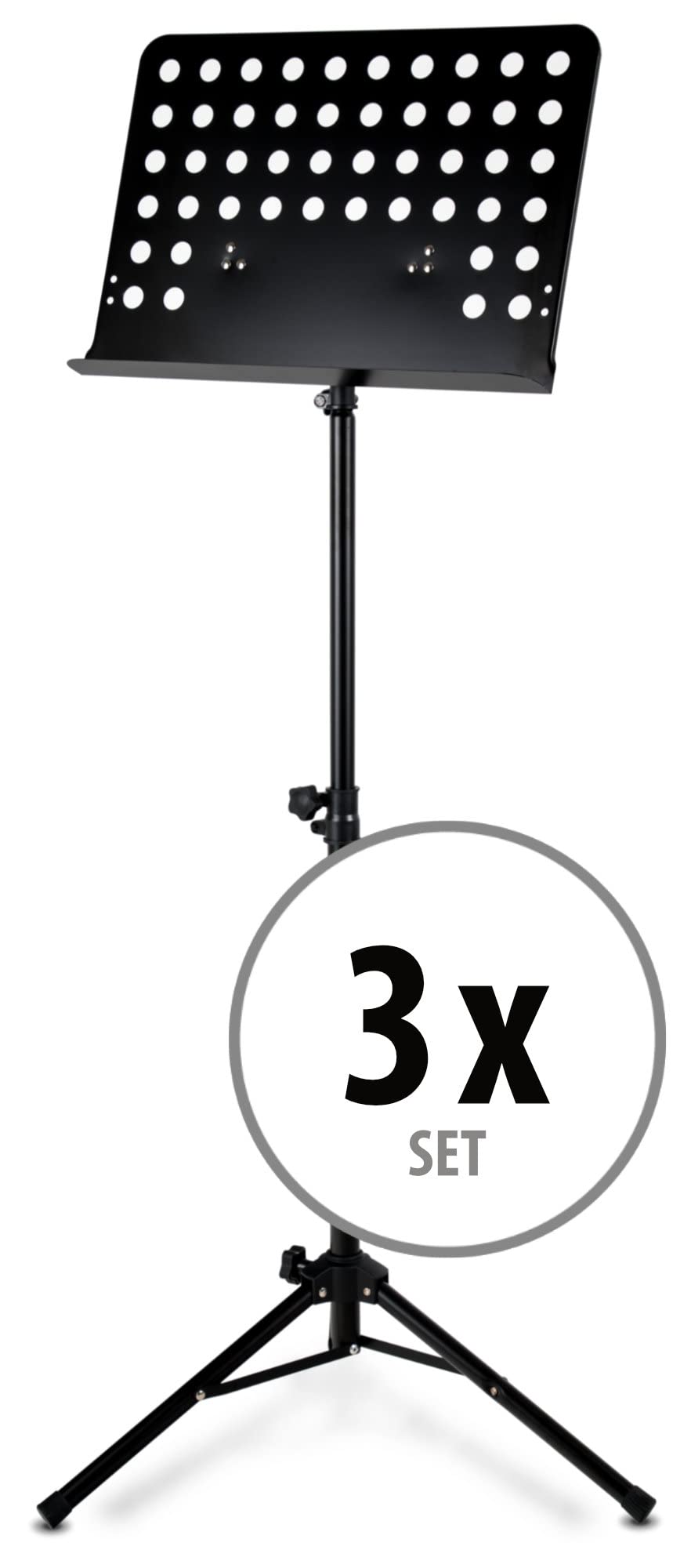 Classic Cantabile Metall Orchesterpult Schwarz (Lochpult Notenständer, Höhe 58 bis 100 cm einstellbar, Maße der Ablage: 50,0 x 34,8 x 4,5 cm)