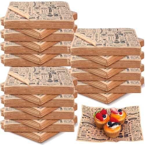 Outus 1800 Pcs 8 x 10 Inch Deli Wax Paper Sheets, Brown