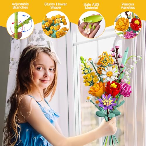 Flowers-Bouquet-Building-Set-1070PCS-Wildflower-Botanical-Collection-Kit-Artificial-Plant-Flower-Toy-for-Women-Kids-Girls-Home-Office-Decor-Gift-for-Valentines-Day-Mothers-Day-Christmas Flowers Bouquet Building Set 1070PCS Wildflower Botanical Collection Kit Artificial Plant Flower Toy for Women Kids Girls Home Office Decor Gift for Valentines Day Mothers Day Christmas