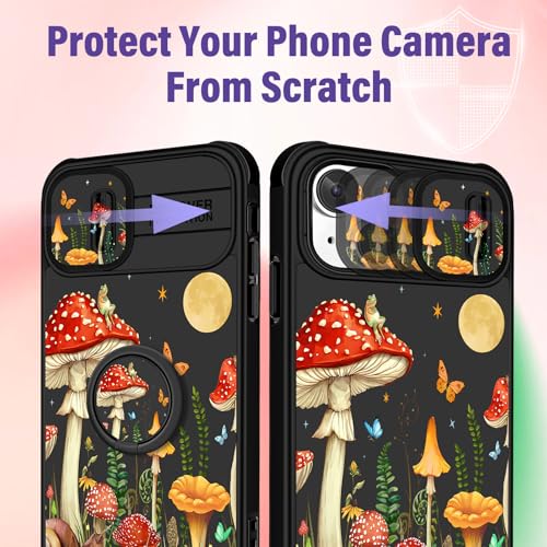 Image of Funermei for iPhone 14 /for iPhone 15 Plus Case - Women Girls Cute Phone Cover Girly Pretty Aesthetic Mushroom Plant Unique Design with Camera Cover Funda for Apple for iPhone 14 /for iPhone 15 Plus