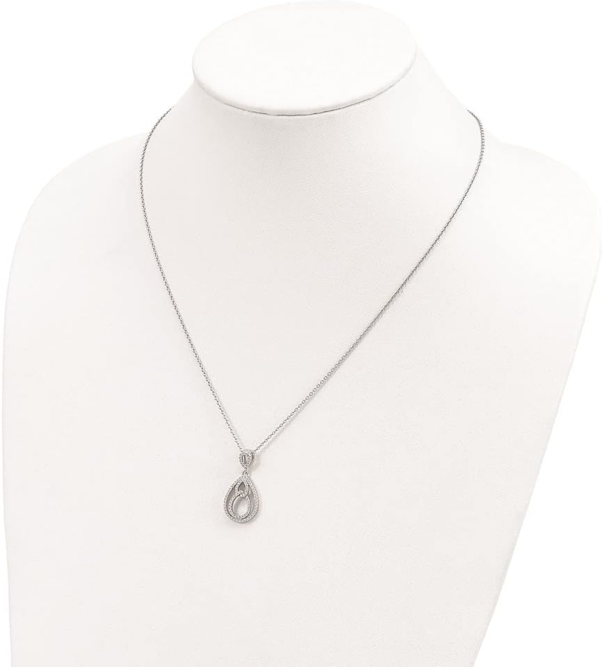 925 Sterling Silver Cubic Zirconia Brilliant Embers Teardrop Necklace Fine Jewelry For Women Gifts For Her, 18"