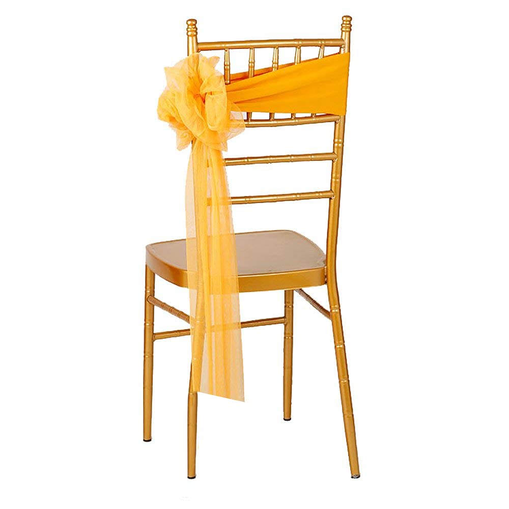 iEventStar 10pcs Spandex Stretch Ready to Use Chair Sashes Bow for Beach Wedding Party Decoration (Gold)