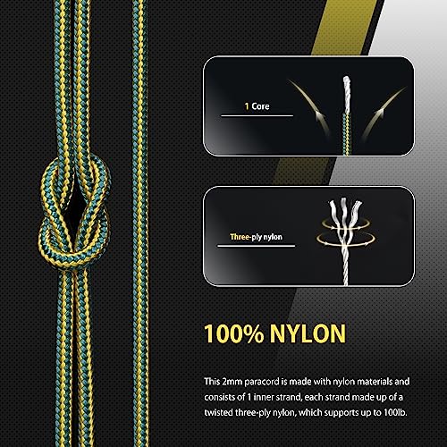 Abma Cord Paracord 100 lbs 2mm 100% Nylon 30M - King Tut, Stripes-king Tut, 30 Meters - Image 3