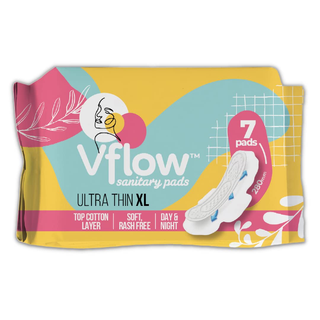 Vflow XXL Sanitary Pads for Women 100% Leak Proof 42x - Napkins for Women Biodegradable - Combo Pack of 42 Organic Pads for Women with Heavy Flow - Sanitary Pads Biodegradable and Rash-free (X-Large) (B0B3XZQMS2) Amazon Price History, Amazon Price Tracker