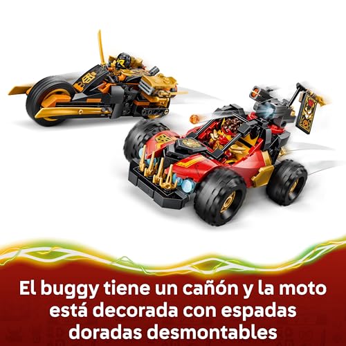 Miniatura 4 de LEGO Ninjago Vehículos Combinables de Kai y Cole – Coche y Moto de Juguete, 3 Minifiguras Inc. Kai y Cole con Armas Ninja – Regalo de Cumpleaños para Niños de 7+ Años y Fans – 71864