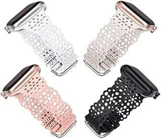 TOYOUTHS Lace Silicone Strap Compatible with Apple Watch Strap 38mm 40mm 41mm, Women Slim Cute Hollow-Out Sport Strap for iWatch Series 8/7/6/5/4/3/2/1/SE, Breathable Waterproof Soft Strap, Pink