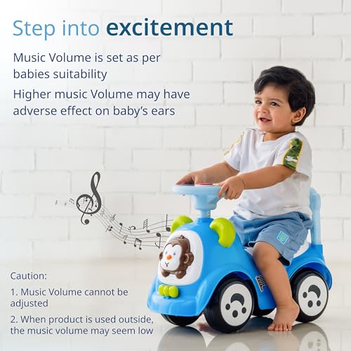 Image of LuvLap Sunny Ride on & Car for Kids with Music & Horn Steering, Push Car for Baby with Backrest, Safety Guard, Under Seat Storage & Big Wheels, Ride on for Kids 1 to 3 Years Upto 25 Kgs (Blue)