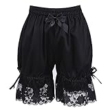 Antaina Black Cotton Gothic Lace Ruffles Bow Pumpkin Lolita Pants Bloomers Pants,S