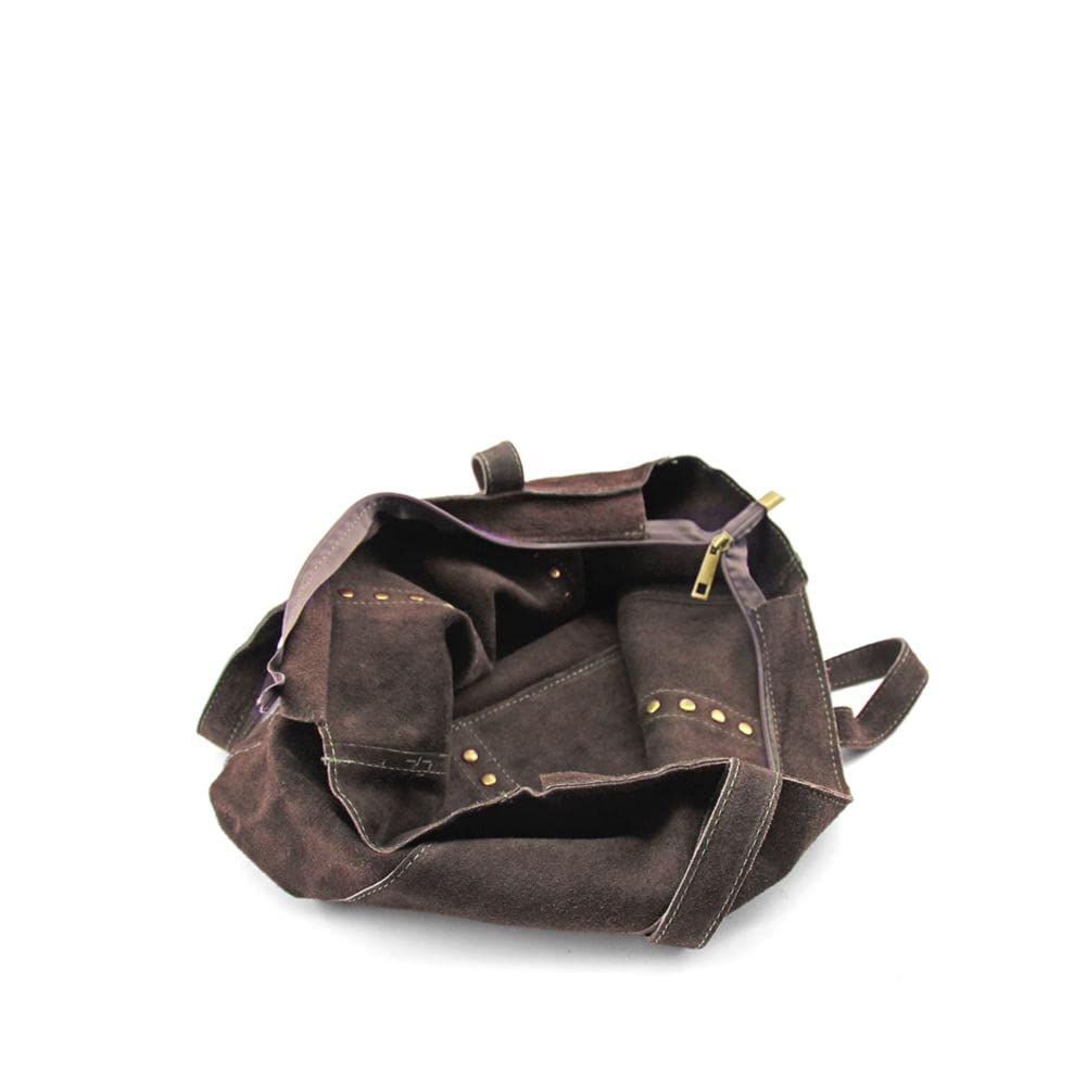 MODELISA - Bolso Hombro Antelina Shopper Casual Tachuelas Mujer