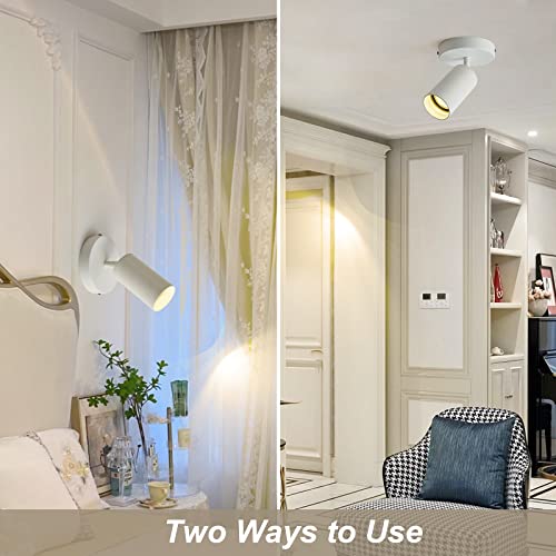 Zicbol Track Lighting Ceiling Spotlight, White Ceiling Light Fixture, Gu10 Ceiling Spotlights Indoor Angle Adjustment Modern Wall Lamp For Living Room, Gallery, Cabinet, Hallway, Bedroom 2 Packs #TOP3