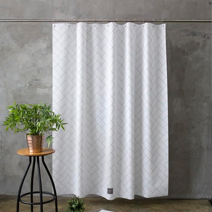 Miniatura 2 de Cortina de ducha hecha en Corea, sin costuras, resistente al agua, (71 pulgadas de ancho x 74 pulgadas de largo), incluye 12 ganchos de plástico