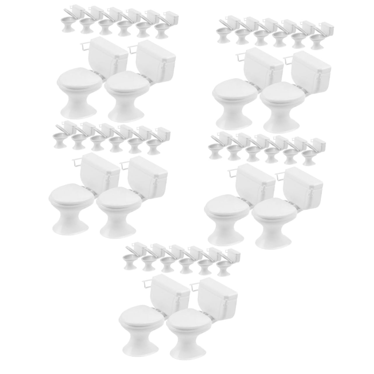 KOMBIUDA 5sets House Dollhouse Miniature Toilets Decorative Mini Model Mini Crafts Doll Bathroom Furniture 8pcs*5