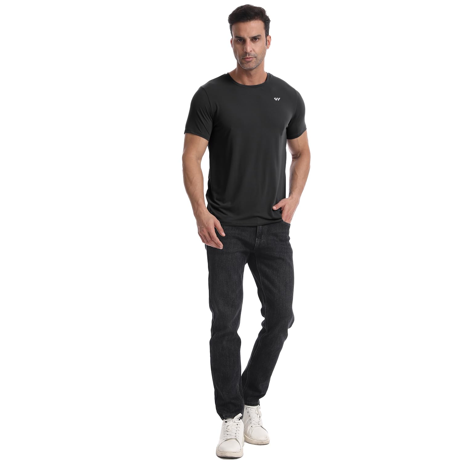 Paquete de 3-5 camisetas de entrenamiento para hombre, de secado rápido, camiseta de manga corta, cuello redondo, camiseta atlética que absorbe la humedad, camiseta de gimnasio UPF 50+