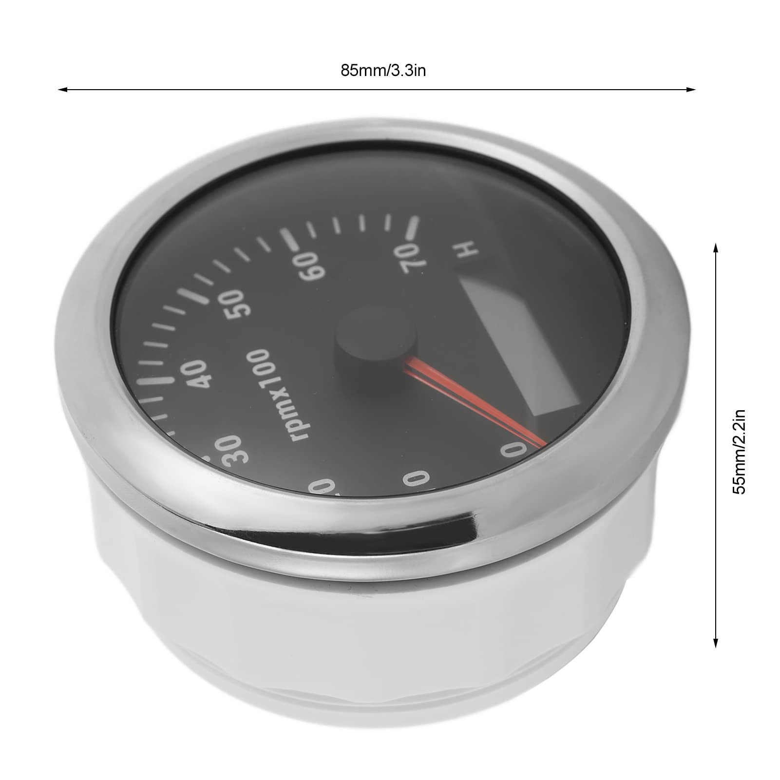 Keenso Digitaler Drehzahlmesser, 85mm 0-7000rpm Universal Wasserdichter Marine Außenborder Drehzahlmesser für Auto Bootsmotor 9-32V DC (Schwarz)