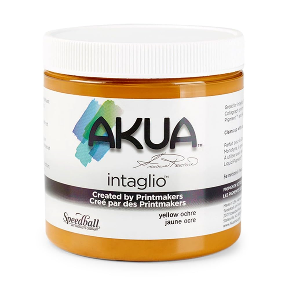 Akua Intaglio Water-Based Ink, 8-Ounce Jar, Yellow Ochre