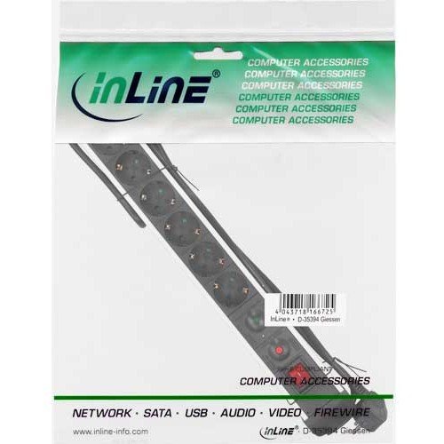 InLine 16436A prolunghe e multiple 1,5 m 6 presa(e) AC Nero