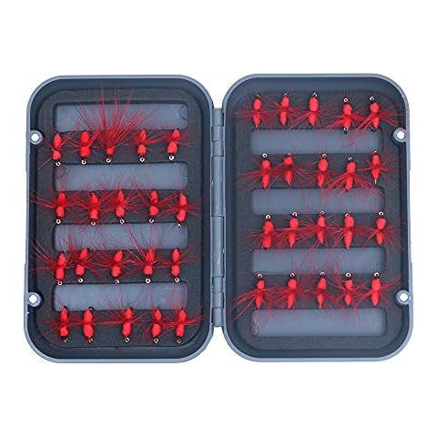 ANCLLO 40 unids Red Ant Pesca Moscas Kit Trucha Salmón Moscas Mosca Caja Pesca con Mosca Señuelo Ant Fly Set Cover